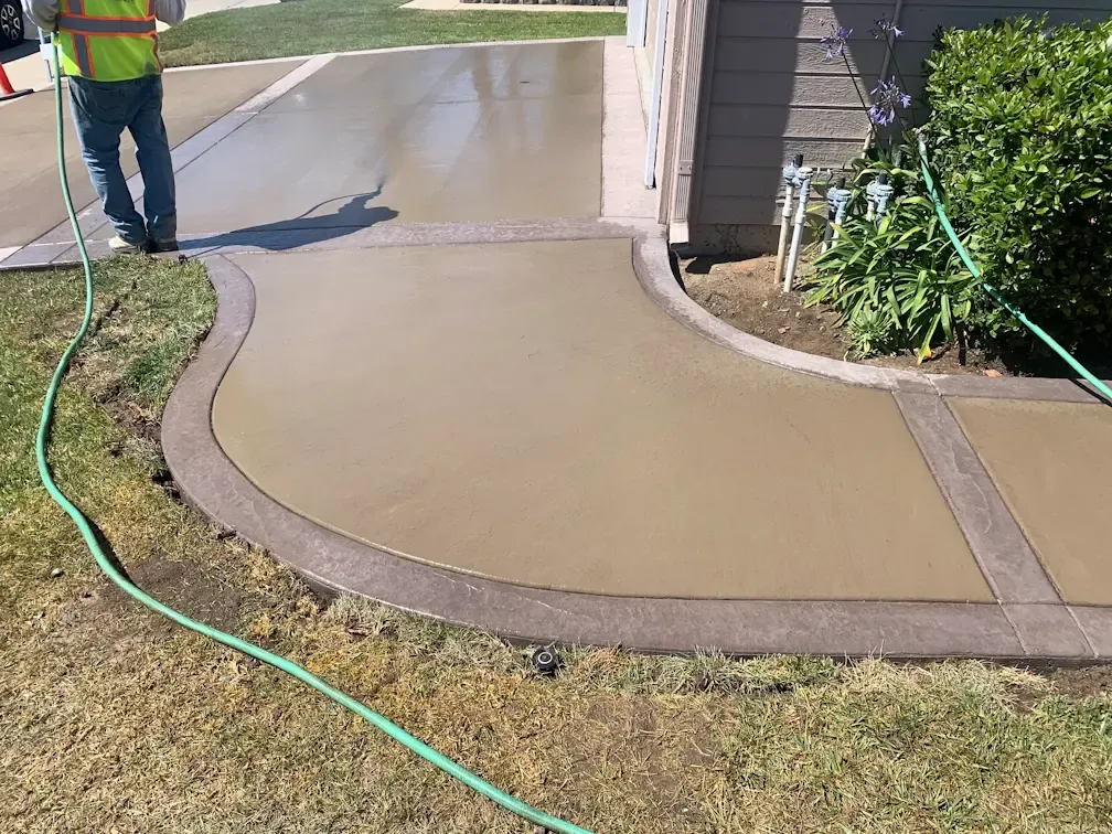 Private residential walkway with color concrete in Santa Maria, CA